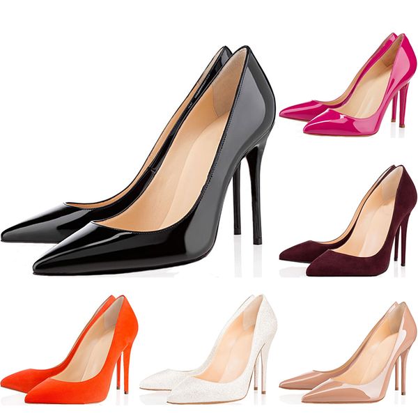 

with box 2020 luxury designer women shoes red bottom high heels 8cm 10cm 12cm nude black leather pointed toes pumps dress shoe 35-42