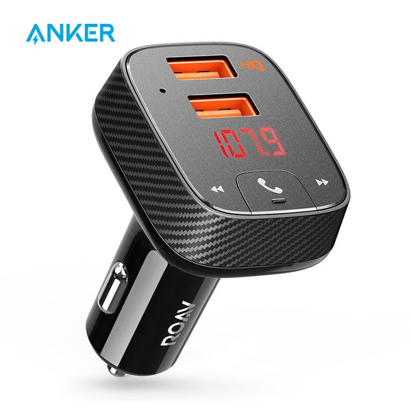

anker roav smartcharge f2 fm transmitter bluetooth receiver car charger with bluetooth 4.2 app support usb drive to play mp3