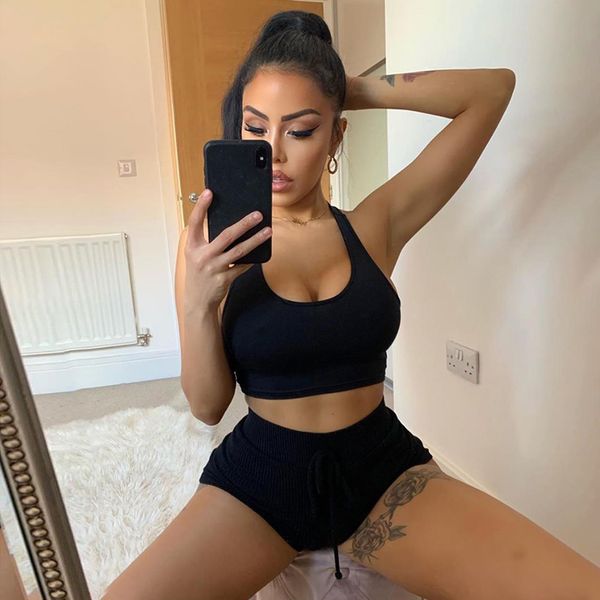 

women summer strapless crop and shorts 2 piece set grey black hoodie casual outfit solid comfort lounge sets tracksuit, White