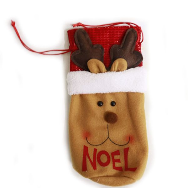 

santa claus red wine bottle cover bags cute flannelette christmas gift holders dinner table decoration clothes christmas gifts