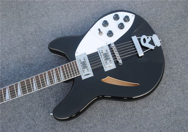 

12 string electric guitar, 360 guitar,black paint body with dot inlay fingerboard