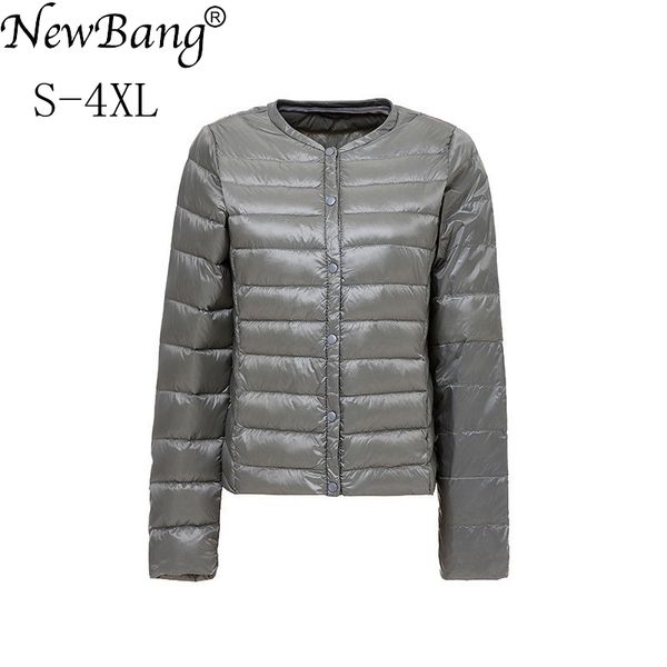 

newbang brand women's down jacket ultra light down jacket women collar-less coat feather lightweight portable thin slim jackets, Black