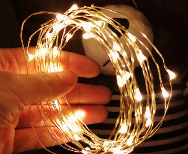 

dhl отправить 2.2 м led медный серебряный провод строка кнопка батареи свет ins декоративные огни свадебный праздник медный провод фонарь