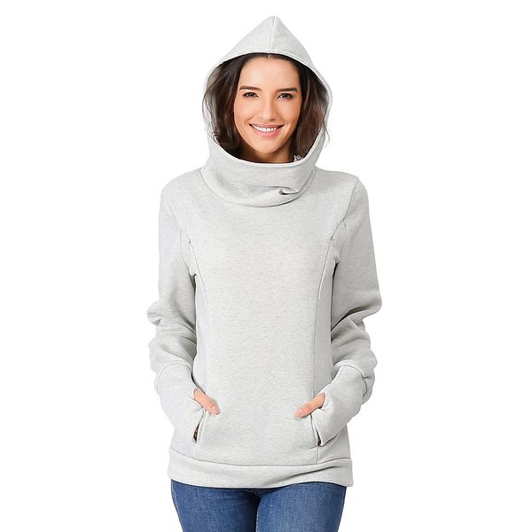 

maternity blouse women loose maternity sweatshirts for pregnant winter zwangerschapsrok long sleeve hooded blouse clothes, White