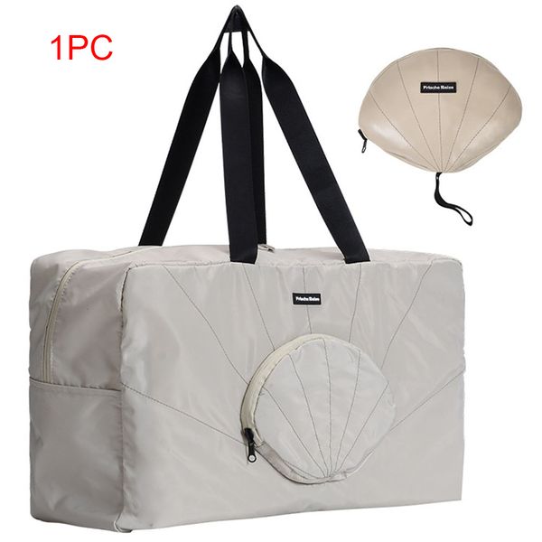 

men women shell shape duffle weekend large capacity outdoor hand travel bag zipper foldable waterproof solid lightweight casual