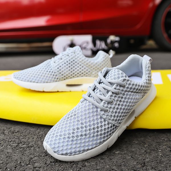 

aruonet outdoor mesh hollow men shoes breathable men's sneakers fashion casual shoe outdoor running ultralight trainers shoes, Black