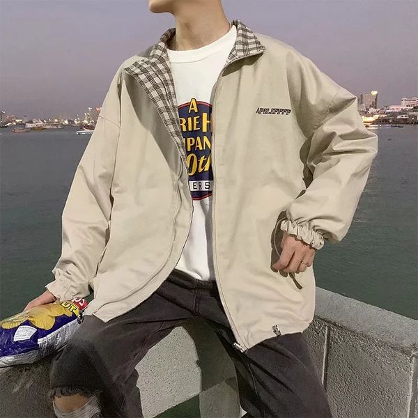 

reversible spring new style men's jacket japanese-style workwear vintage men's wear korean-style trend loose casual bf coat, Black;brown