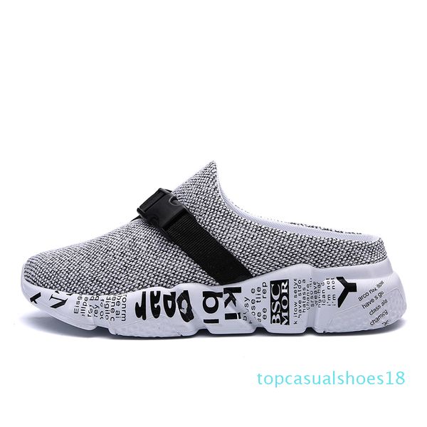 

ramialali fashion men's summer shoes sandals breathable beach flip flops mens slippers mesh light shoes slip on big size 39-46 t18, Black