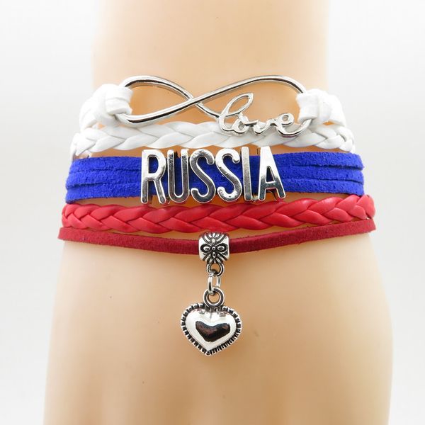 

инфинити лав россия браслет сердце очарование любви моя родина россия флаг ювелирные браслеты браслеты для женщин и мужчин, Golden;silver