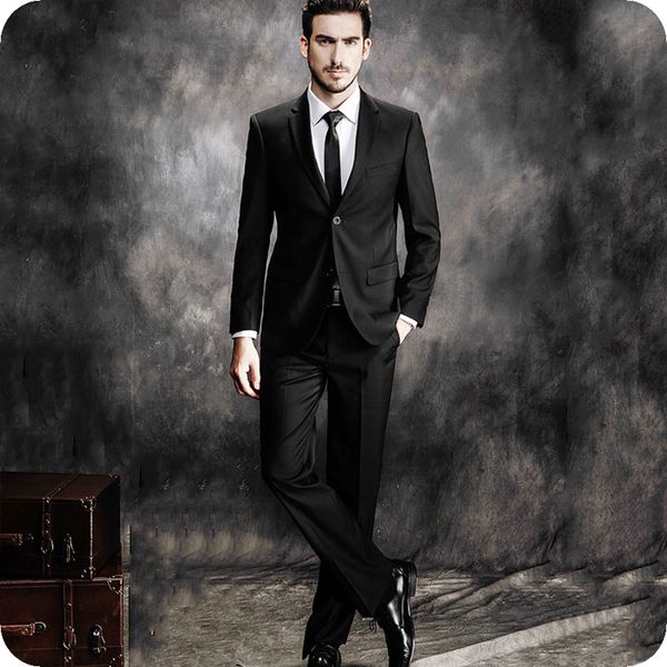 

tailored black man business blazer men suits for wedding groom tuxedo notched lapel slim fit terno masculino costume homme 2piece coat pants, Black;gray