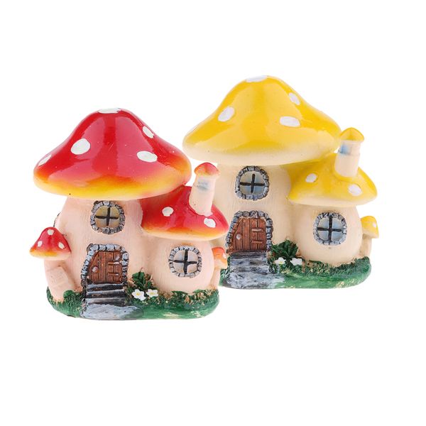 

2pcs mushroom fairy house statue miniature fairy garden & terrarium b#