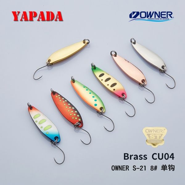 Cucchiaio in ottone YAPADA CU04 2.8g / 3.6g / 4.7g 36X10mm PROPRIETARIO Gancio singolo multicolore Cucchiaio in metallo ruscello Esche da pesca Trota T191016