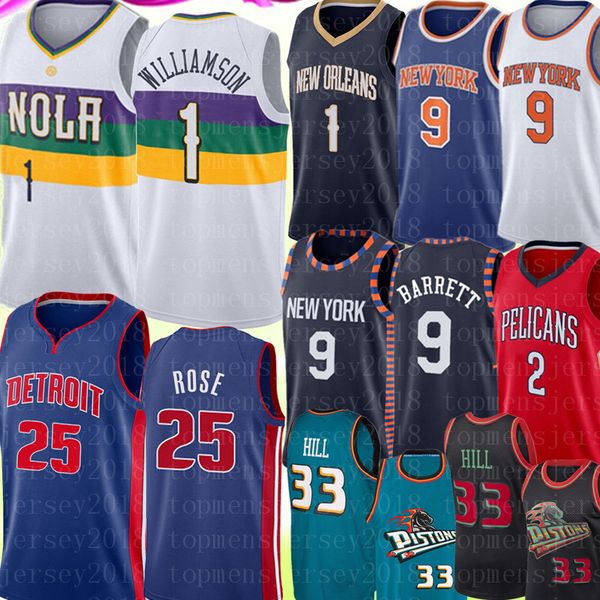 

ncaa 1 zion williamson jersey 9 rj barrett lonzo 2 ball derrick 25 rose jersey retro mesh grant 33 hill basketball jerseys, Black;red