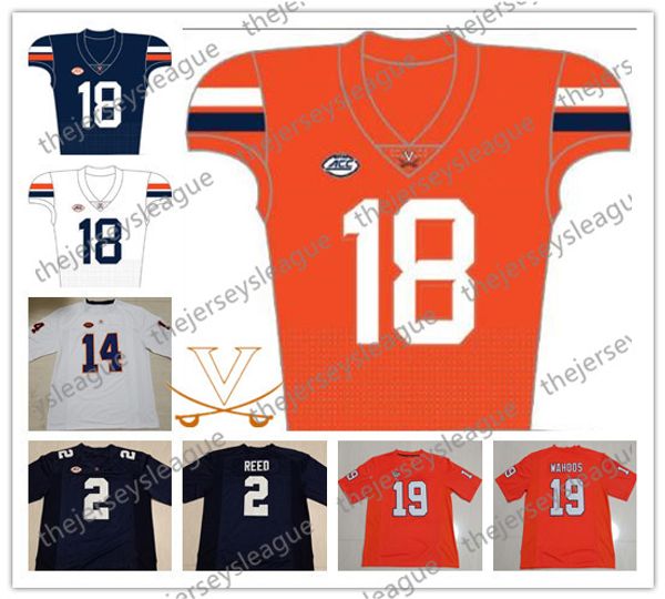

Custom Virginia Cavaliers Navy Blue White Orange Any Name Any Number #2 Joe Reed 4 Olamide Zaccheaus Stitched NCAA College Football Jersey