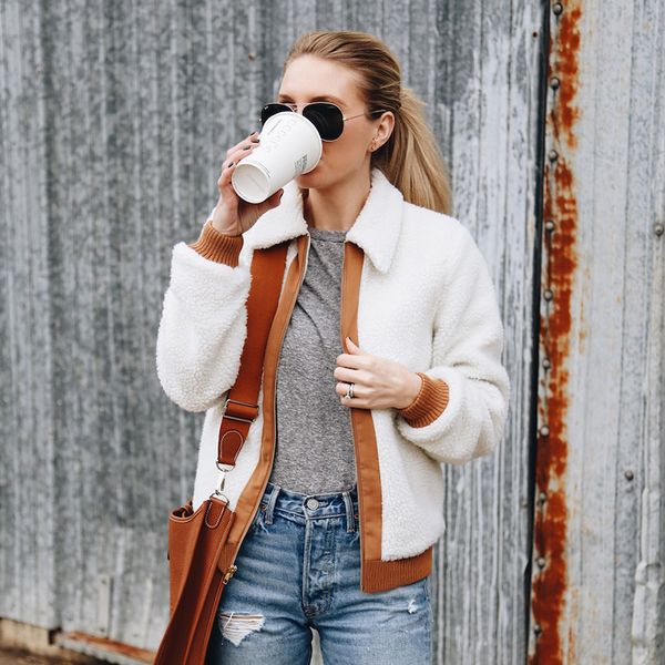 

autumn winter zipper lapel jacket women 2018 fashion faux fur bomber jacket female long sleeve white woolen outerwear & coats, Black;brown