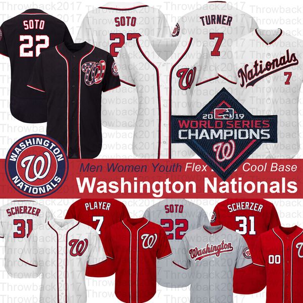 

Wa hington 2019 national champion jer ey juan oto tephen tra burg max cherzer trea turner anthony rendon howie kendrick jer ey, Blue;black