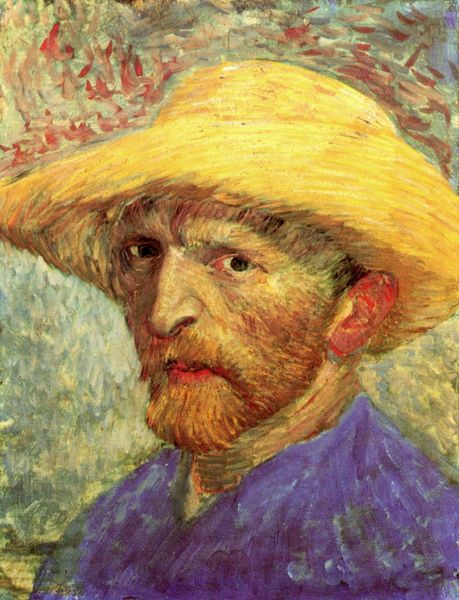 

van gogh's self-portrait in straw hat 100% handmade framed wall décor canvas oil painting wall art for living room home decorations