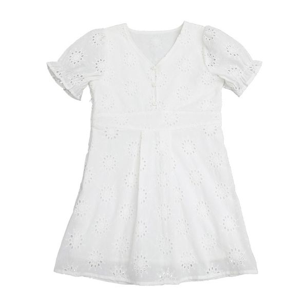 

girls dress summer 2020 new kids cotton hollow out dress teen girls elegant princess dresses children party clothes cute, #0004, Red;yellow