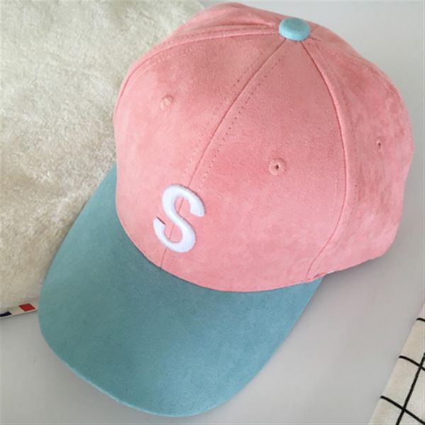 

korean version of the letter mixed color suede curved brim cap men and women casual sports hip hop tide baseball hat shade aqevu, Black;white