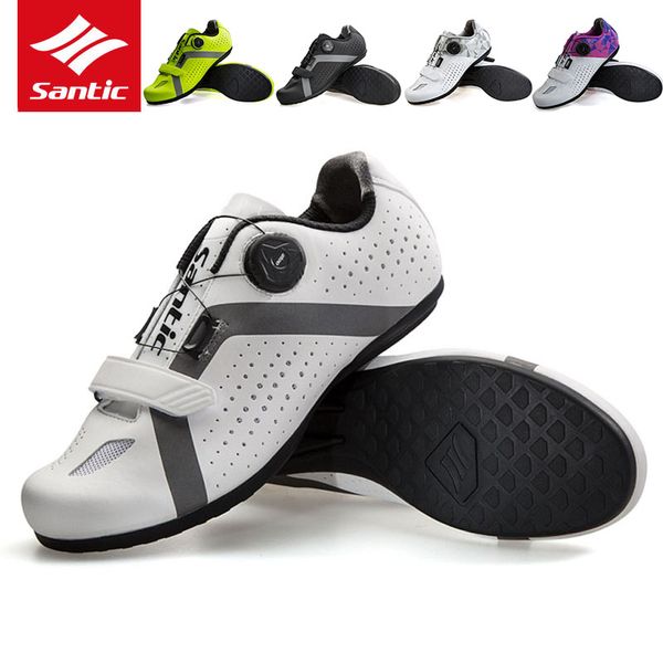 

santic cycling shoes men women mtb mountain road bike shoes rubber anti-slip unlocked bicycle zapatillas ciclismo, Black