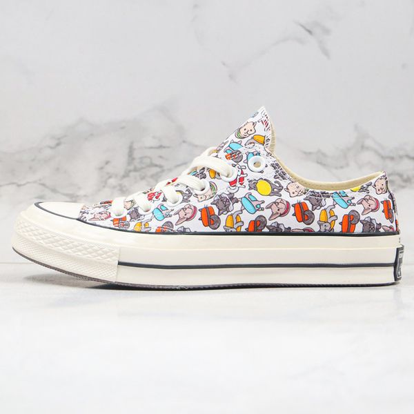 

2020 new canvas shoes comic macaron puppy kitten burger printing graffiti cartoon high-low-chunk 70s women men skateboard shoes