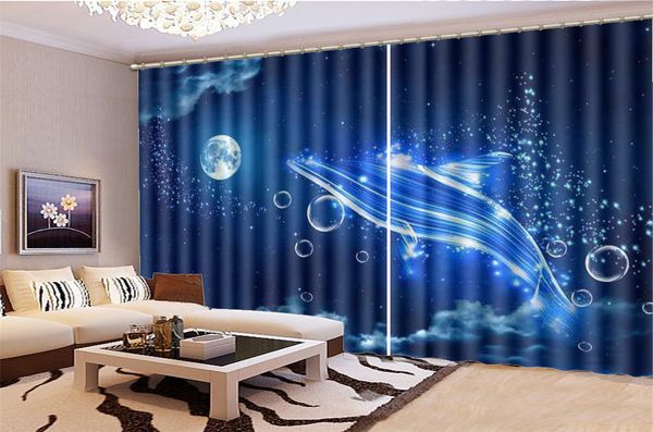 Tenda all'ingrosso per cucina Fantasy Bubble Abstract Dolphin Interni decorativi Bellissime tende oscuranti