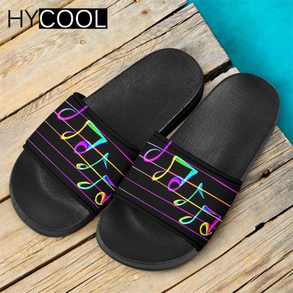 

hycool beautiful color music notes printing female shoes spring autumn outdoor slippers lightweight women casual sandals flops