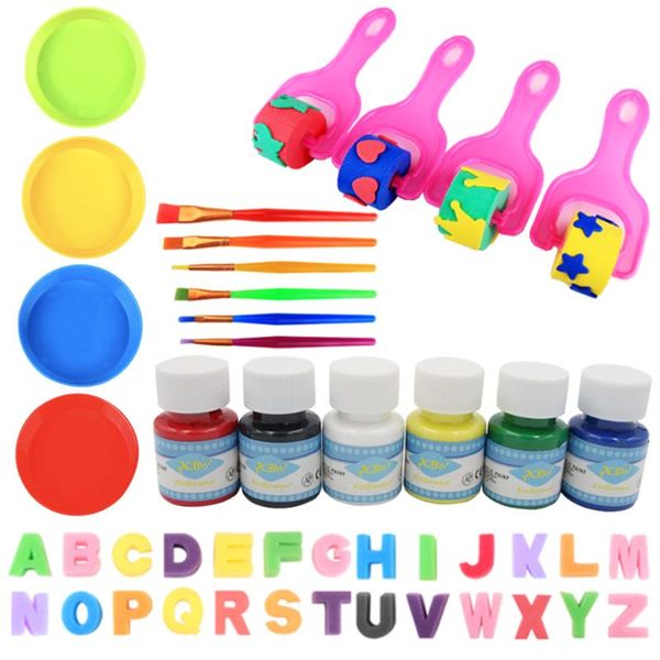 

46pcs/set diy graffiti plastic handle roller sponge brush children drawing toys 95
