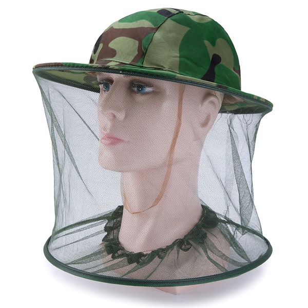 Mimetico Apicoltura Apicoltore Anti-zanzara Ape Bug Insetto Fly Mask Cappello con testa Rete a rete Attrezzature per la pesca all'aperto