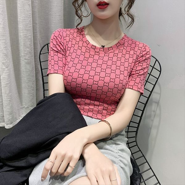 

2020 european style foreign style cotton half sleeve versatile slim t-shirt short sleeve t-shirt female, White