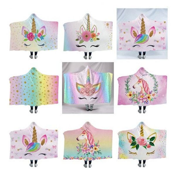 

unicorn blankets hooded cloak throw blanket thicken 3d printed fleece flamigo fashion colorful unique children adults home christmas