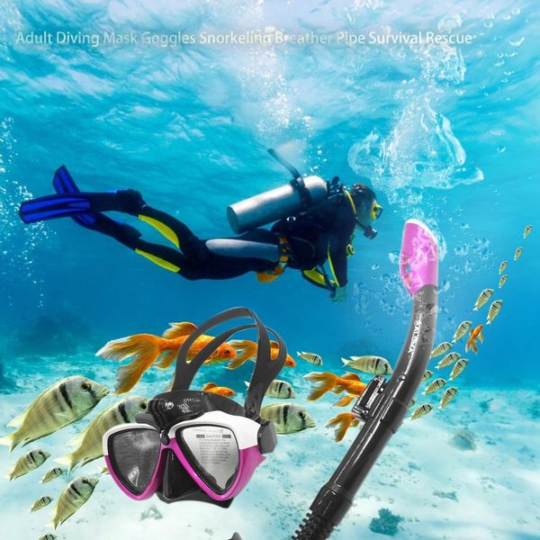 

silicone snorkel set diving mask swim scuba goggles snorkeling breather pipe survival rescue am206gp+408