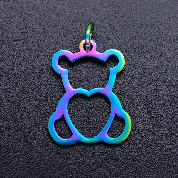 

5pcs/lot 100% stainless steel cute bear diy charms with rainbow plated wholesale dropshipping never tarnish never rust, Bronze;silver