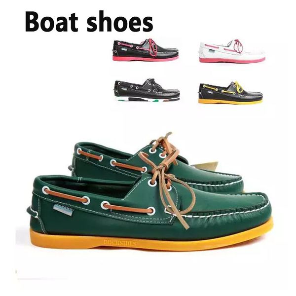 

army green men leather boat shoes lace up fashion flat creepers large size moccasins shoes man footwear zapatos hombre loafers, Black