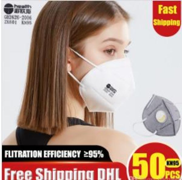 

50 / шт kn95 маска kn95 n95 одноразовая маска защитный рот маски для лица 95% фильтрация анти-пыль против капель дыхательный клапан бесплатн