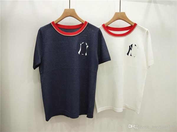 

430 2019 autumn brand same style sweater pullover short sleeve crew neck blue white flora print luxury womens clothes qian, White;black