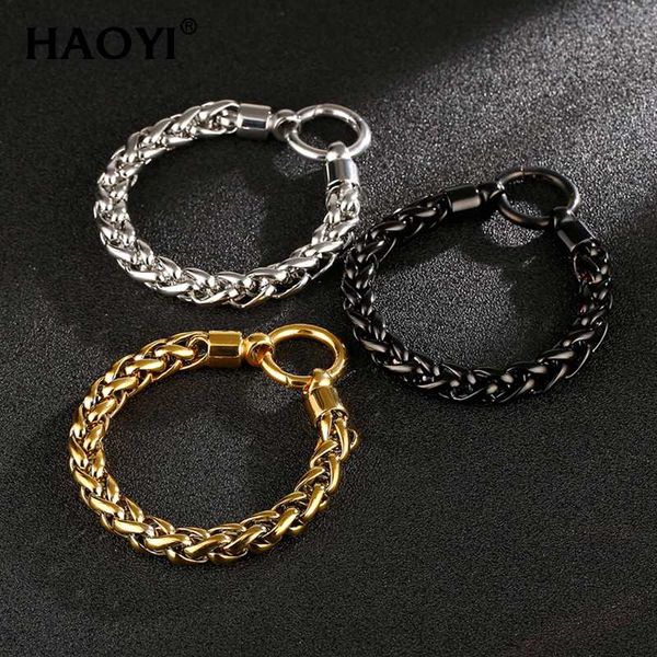 

10mm men's bracelet & bangle 2020 christmas gift stainless steel bracelet silver color link wheat double chain jewelry dropshipp, Black