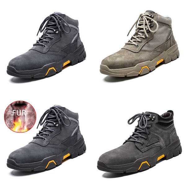 

men winter warm snow boots waterproof boots men plush lace up footwear ankle male casual shoes outdoor fashion big size, Black