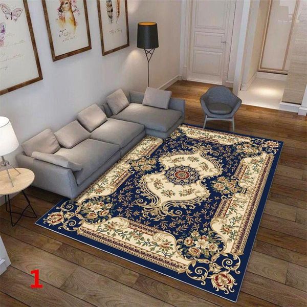 

hobbylane retro carpet mat non-slip printing floor rug for living room coffee table room bedroom decor