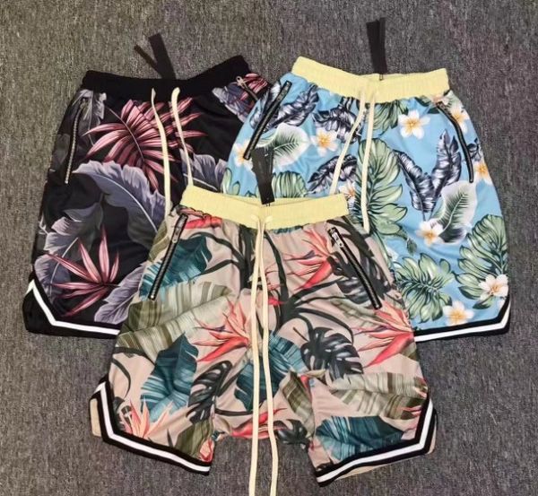 

mens designer summer shorts pants fear of god fog retro leaves flowers print sports shorts casual fashion running shorts fitness high street, White;black