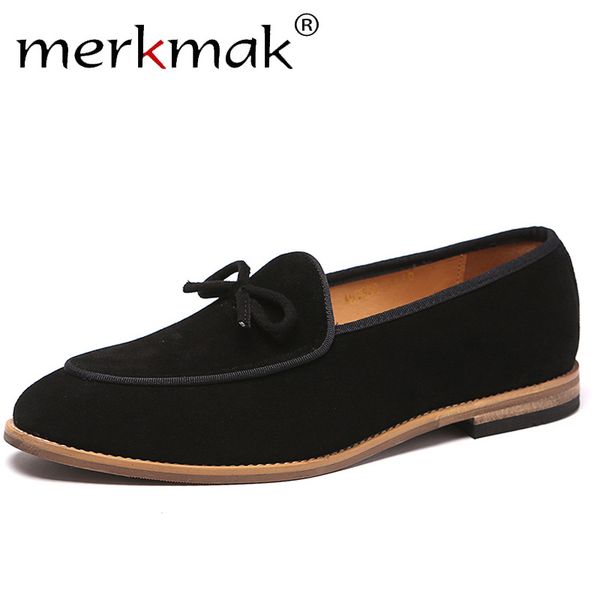 

merkmak осень замша мужчины loafer обувь мода поскользнуться на мужской обуви случайный человек свадьба обувь большого размера 37-48, Black