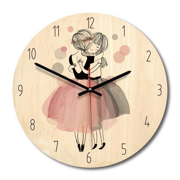 

cartoon creative wall clock modern minimalist living room creative wooden clock art princess home children room decoration