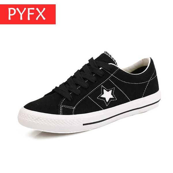 

2019 summer classic south korean version canvas shoes women's suede casual round head lace-up flat shoes for men pentagram, Black