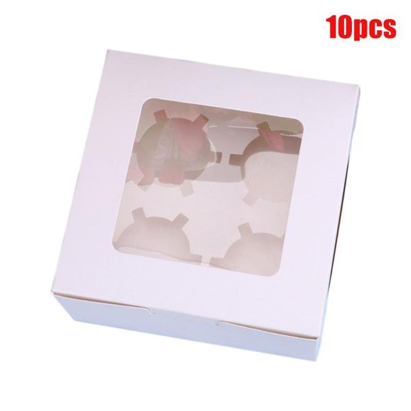 

10pcs muffin display storage dessert bakery clear window 2 4 6 holes gift case container cupcake box packaging wedding party