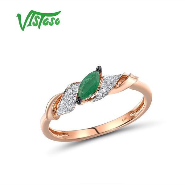 

vistoso золотые кольца для женщин подлинная 14 k 585 розовое золото кольцо магия изумруд сверкающий бриллиант обручальное юбилей ювелирные и, Golden;silver