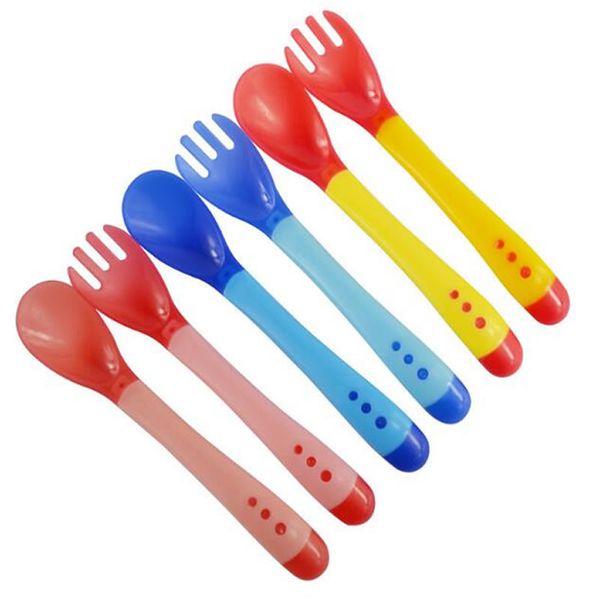 

Baby spoon fork safety silicone temperature sensing feeding tableware spoon fork feeder tableware feeding tableware