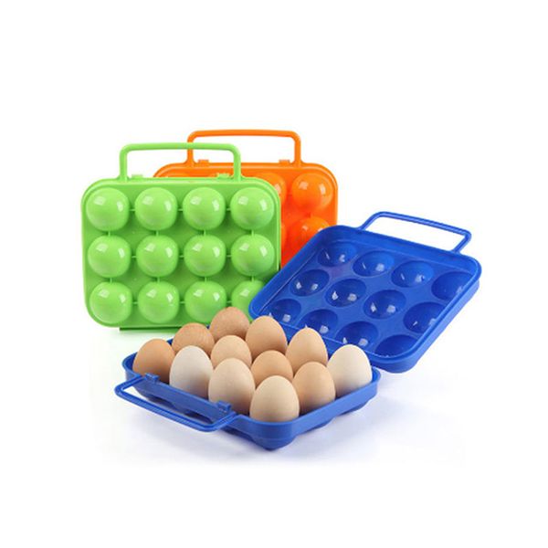 

new plastic 12 grids portable camping picnic barbecue outdoor egg box convenient kitchen egg storage boxes shockproof household