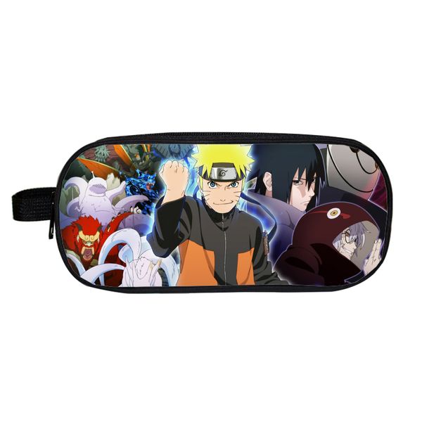 

japan 3d printed naruto pencil case anime wallet mochila uchiha sasuke cosmetic cases makeup box double zipper school supplies