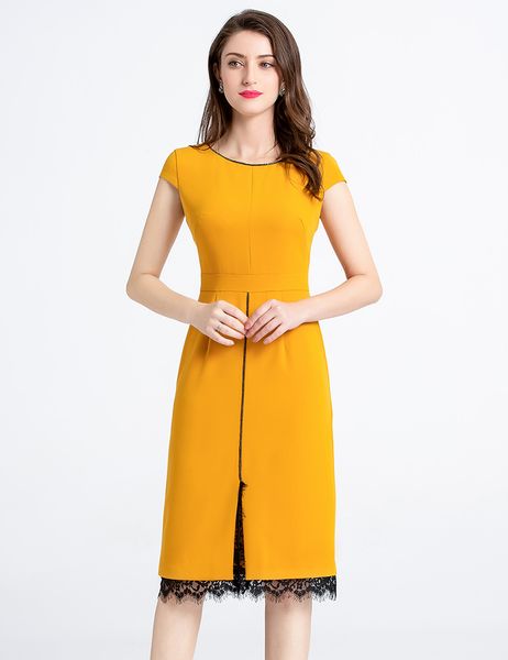 

lace patchwork women sheath dress cap-sleeve party dresses 05hx921, White;black