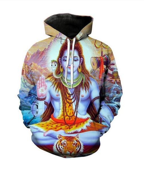 

new fashion women / men shiva krishna casual 3d printed crewneck sweatshirts hoodies sportwear coat ff0290, Black